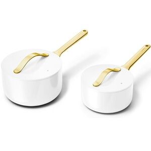 CARAWAY White and Gold Saucepan Set